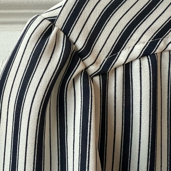 LOFT Navy and White Striped Blouse - Picture 3 of 6